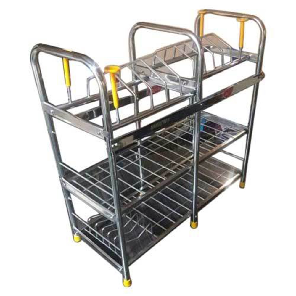 Rectangular 3 Shelves Stainless Steel Crockery Stand, For Home, Size/Dimensions: 1200X300X400 mm