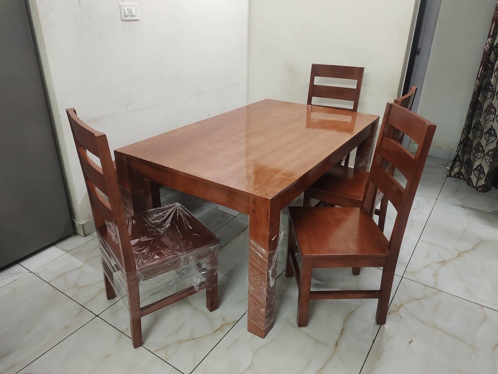 6 Seater Rubber Wood Dining Table Chair Set