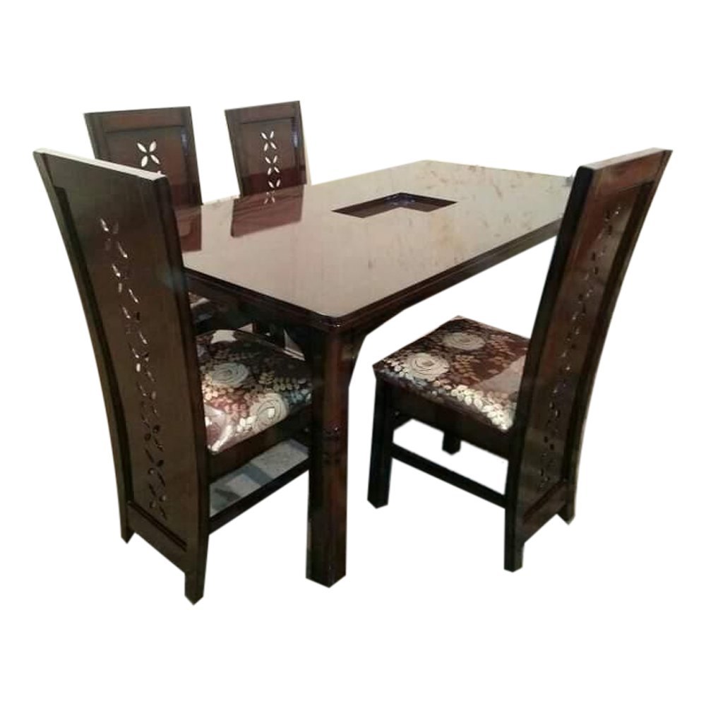 Brown 4 Seater Wooden Dining Table, For Home