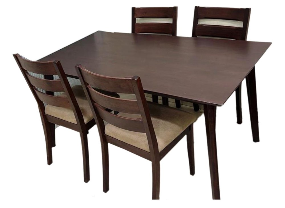 Brown Wooden Dining Table Set, 4 Seater