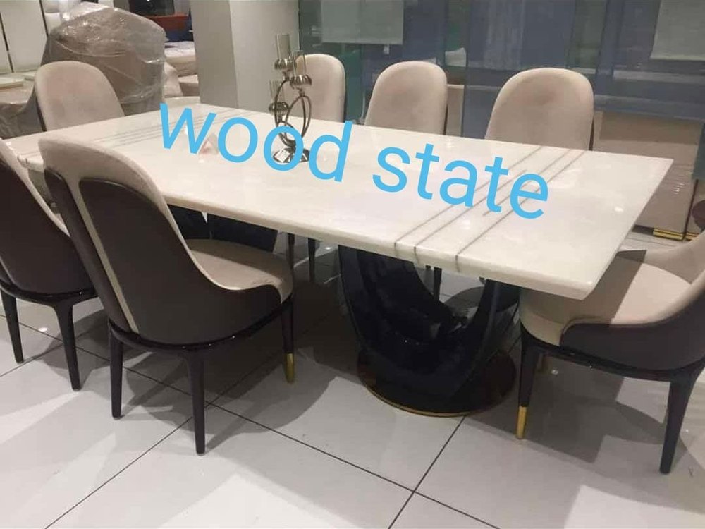 Natural Modern White Woodn Solid Wood 6 Seater Dining Set