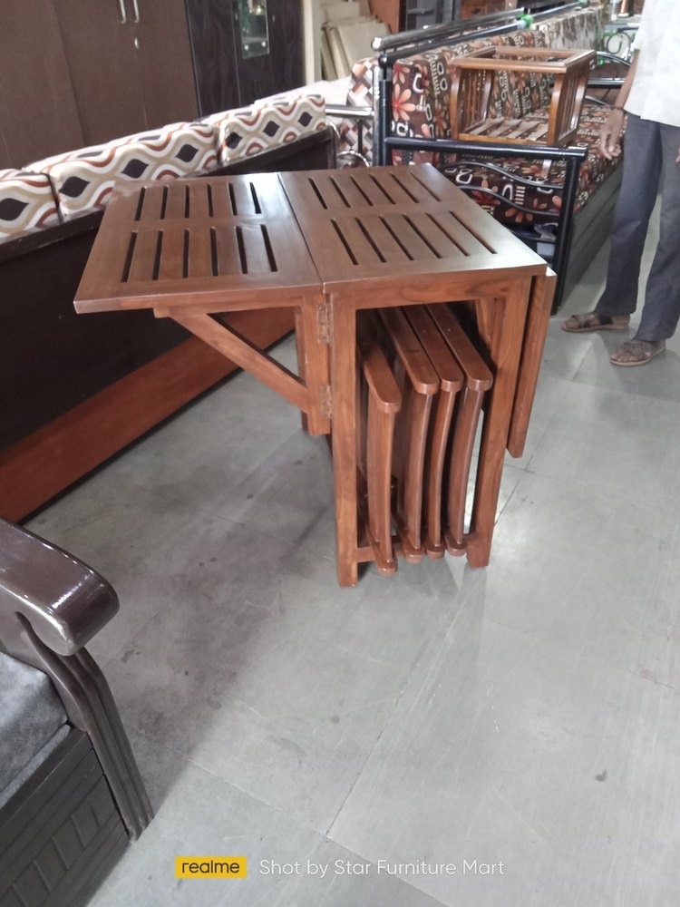 4 Seater Wooden Folding Dining Table With Chairs