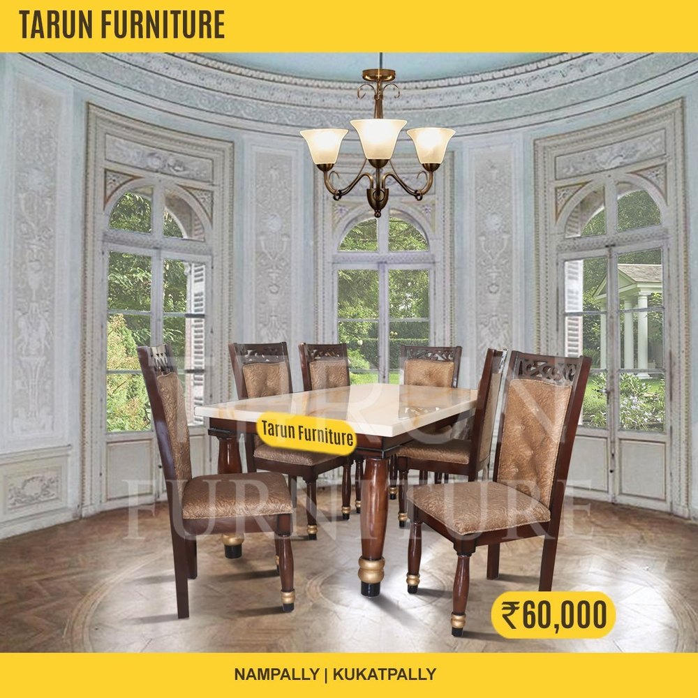 6 Seater Marble Top Dining Table