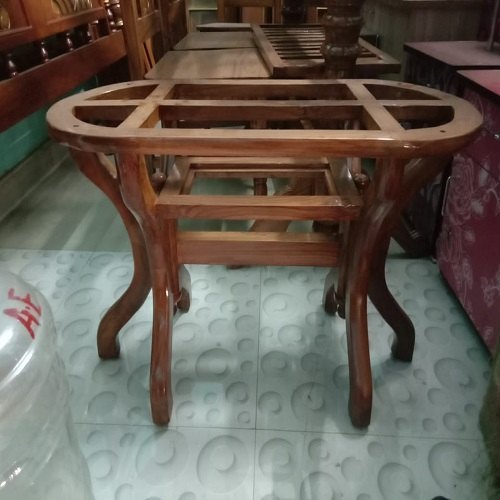 Wooden Dark Brown Teak Wood Dining Table Set, For Home