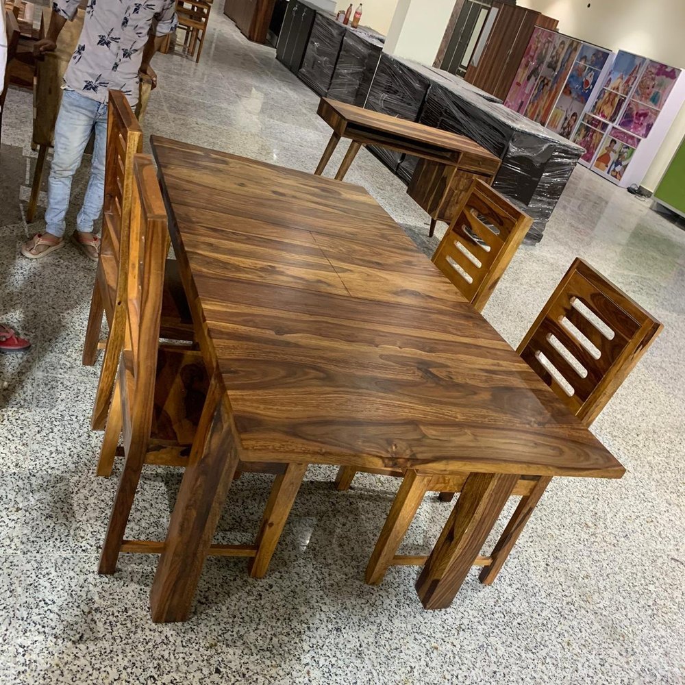 6 Seater Low Back Sheesham Dining Tables, For Home