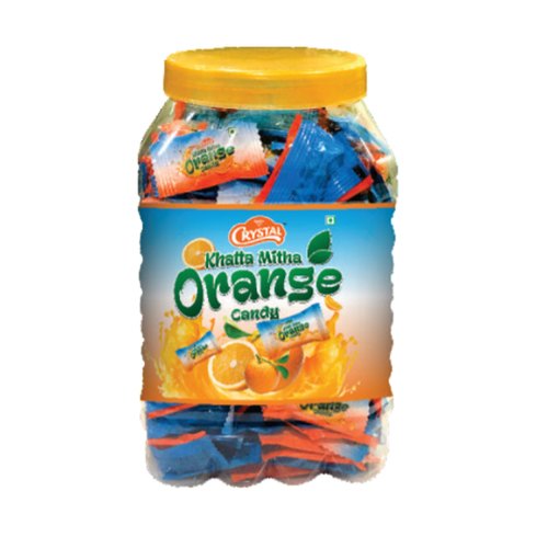 Crystal Orange Candy Jar, Packaging Type: Plastic Jar, Carton