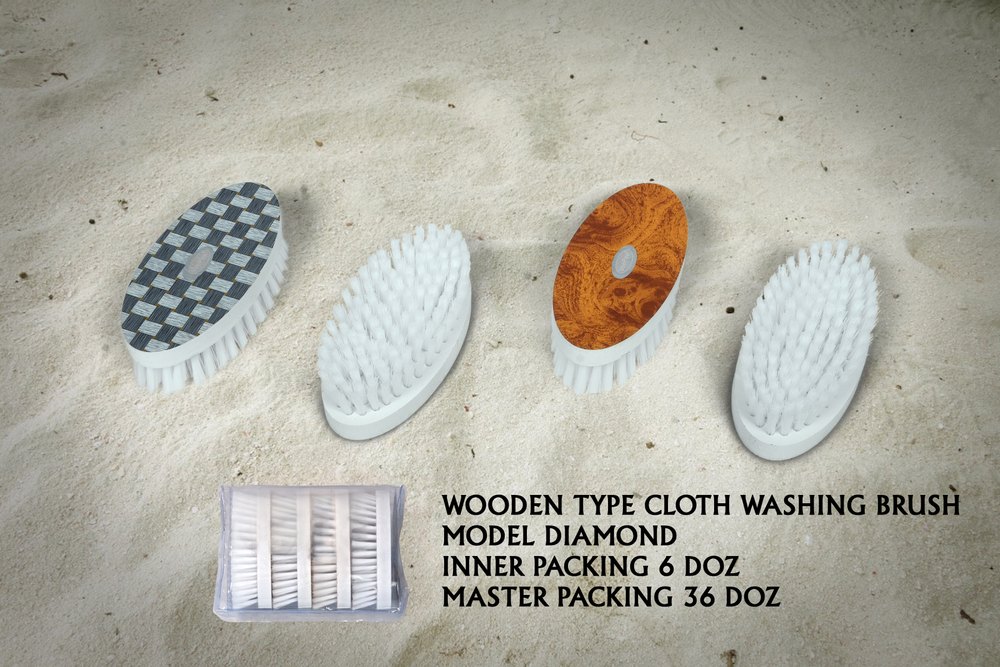 Plastic Wooden Base Oval Cloth Washing Brush