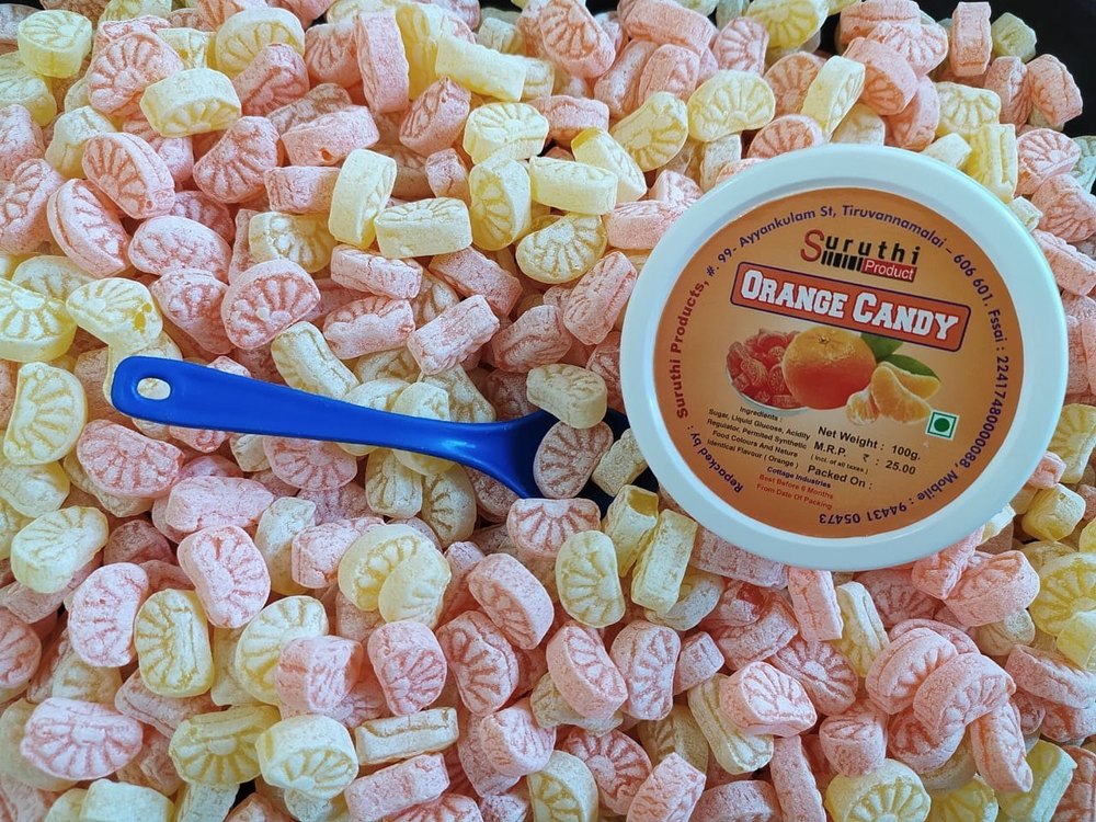 Suruthi Mini Orange Candy 100g, Packaging Type: Plastic Jar