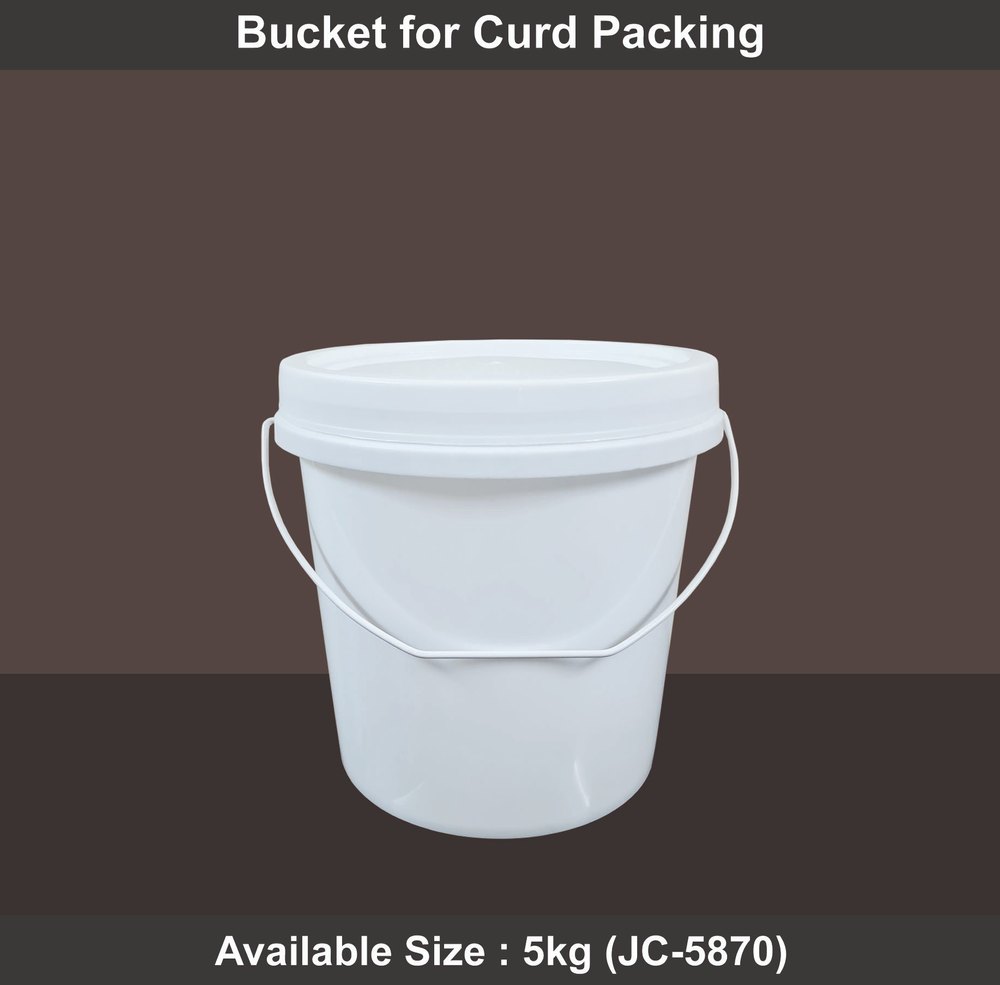 White Polypropylene 5 Ltr Curd Packing Bucket, With Lid