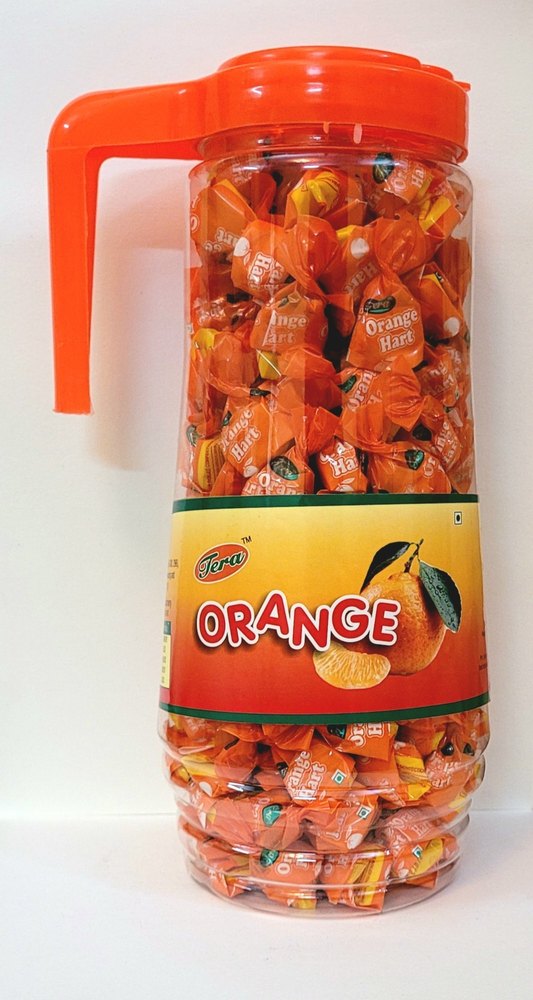Hard Candy Heart Tera Orange Flavored Candies, Packaging Type: Plastic Jar, Packaging Size: 200 Pieces