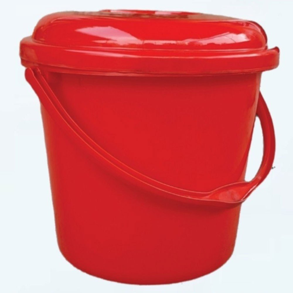 18L Red HDPE Plastic Bucket, For Home, Size: 330 X 95 mm