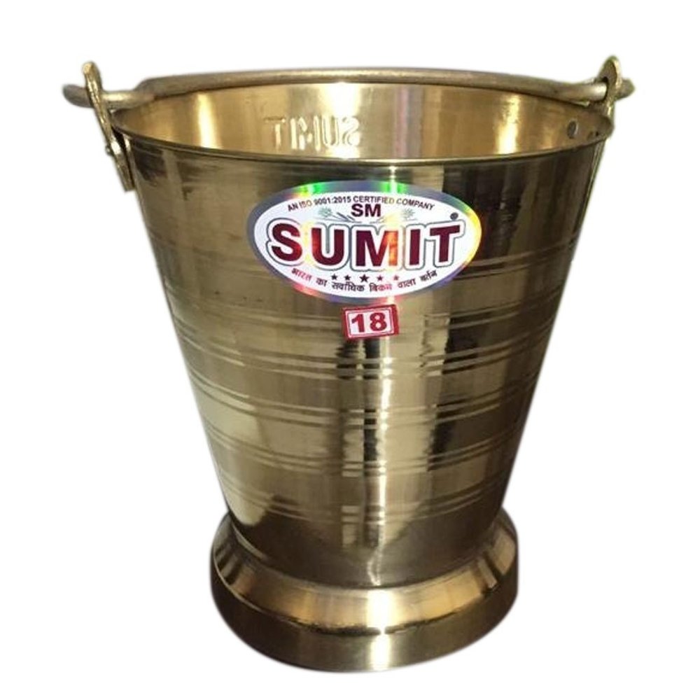 Golden 10Litre Sumit Brass Bucket, For Home, Size: 18