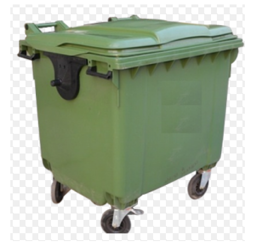 Green High Density Polyethylene Four Wheeled Dustbin, Size: 660, 770, 1000, 1100 Litres Etc