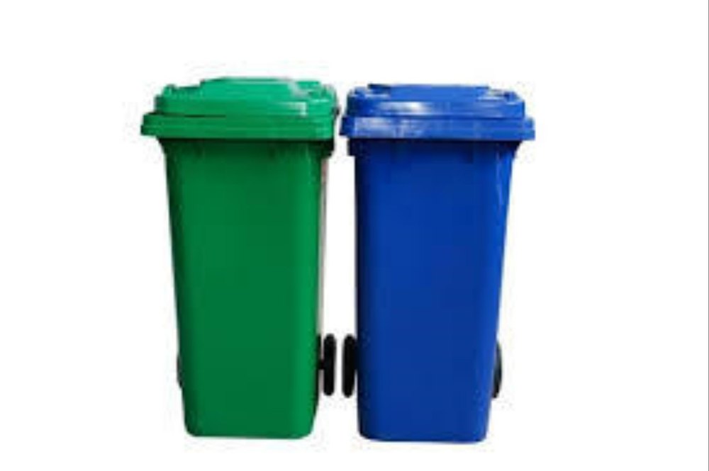 ZAF Green Plastic 120 Litre Wheeled Dustbin, Size: 480mm X 560mm X 936mm