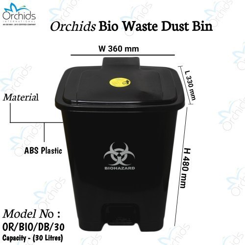 Plastic Orchids Bio Waste Dust Bin 30 Litres (Black)