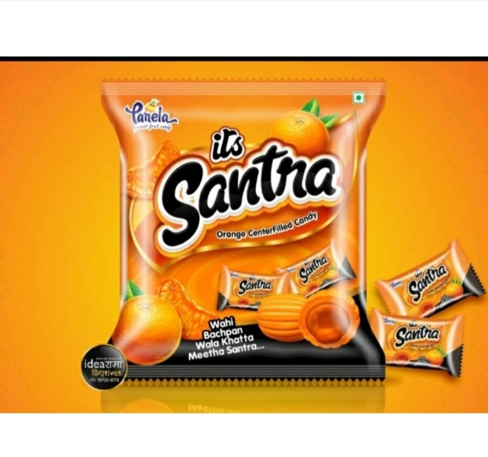 Toffee Round Carela Orange Center Filled Candy, Packaging Type: Packet