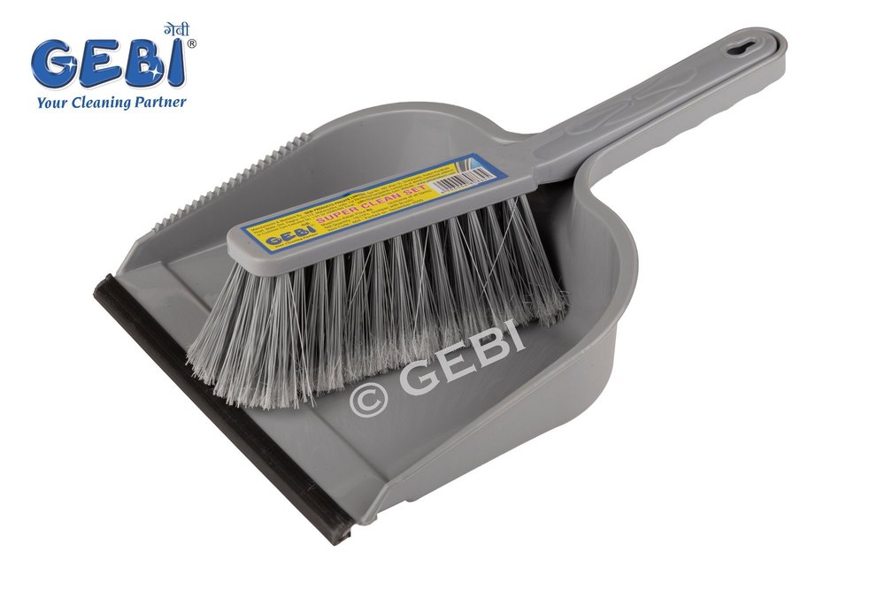 Gebi Plastic Super Clean Set - Dust Pan with Brush, Size: 32cm x 21 Cm