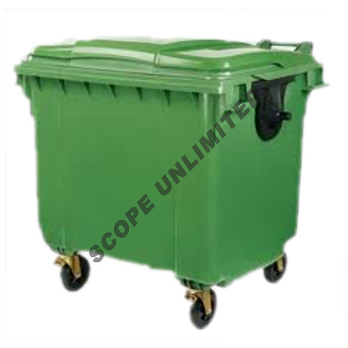 HDPE Green Wheeled Industrial Bin, Size: 1354 X 1373 X 1073 Mm(HxWxD)