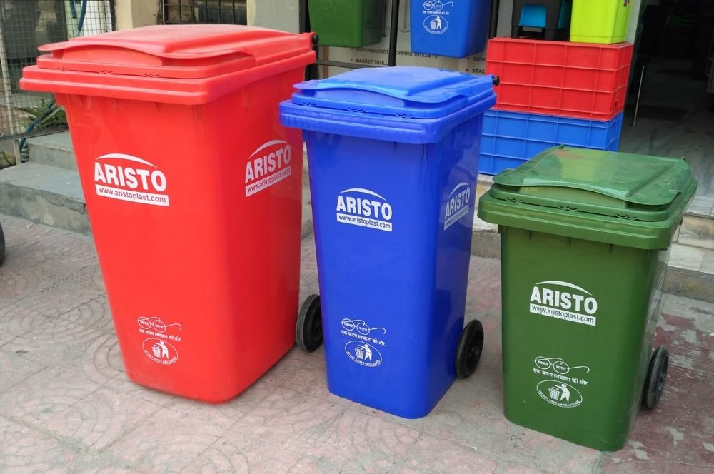 Hdep Red Green Blue Yellow Nilkamal Wheeled Dustbin 120 Ltr