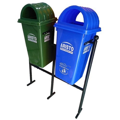 Standing Rectangular 80 Liter Aristo Waste Bins Dome Lid With Stand, Size: 50 X 135 Cm