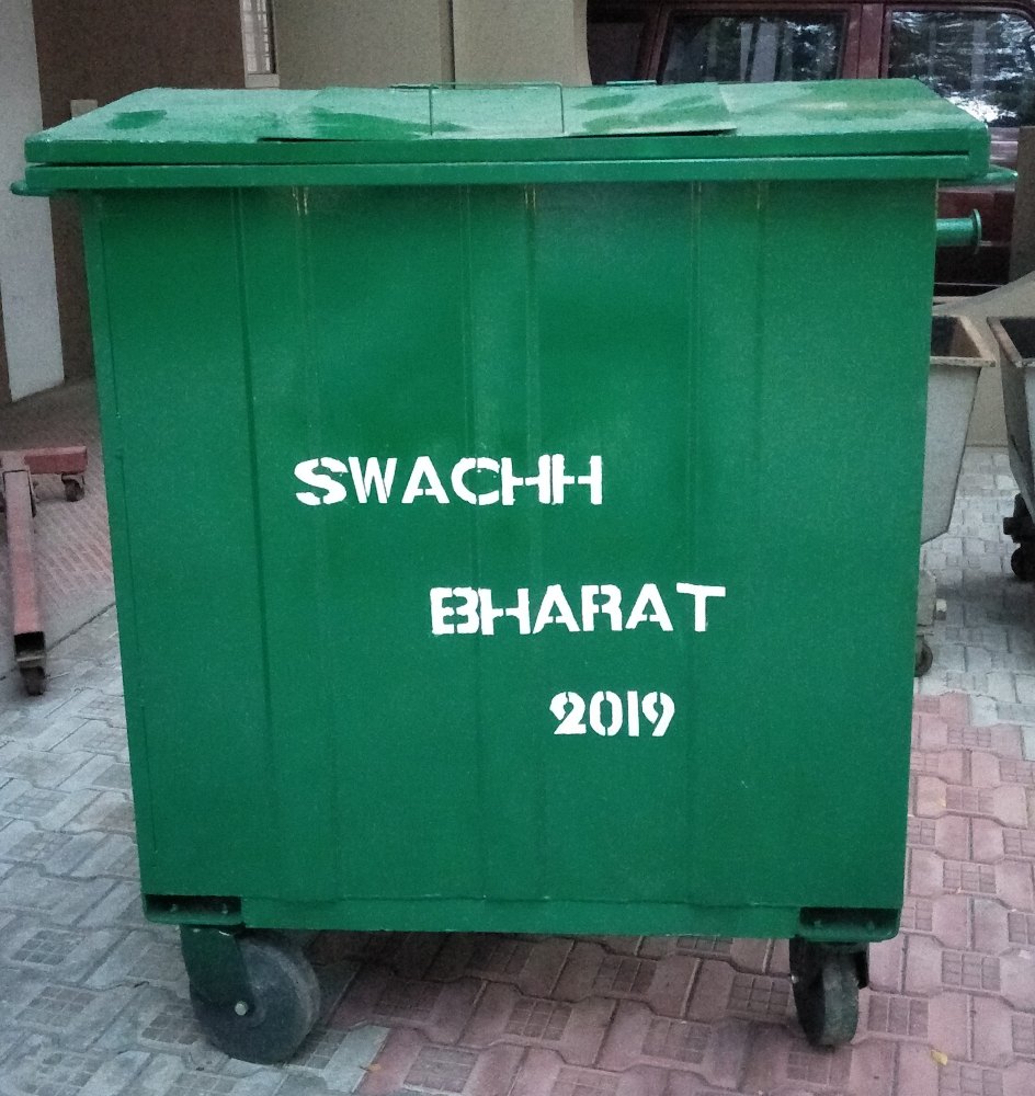 Mild Steel Green Metal Industrial Dustbin