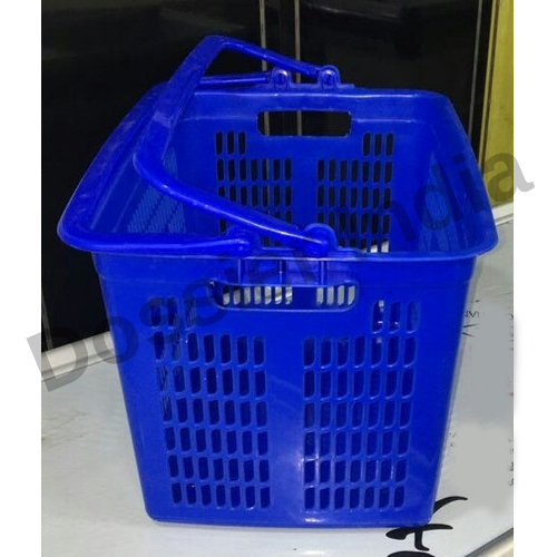 Hdpe Red And Blue Supermarket Basket, Design/Pattern: Mass Storage