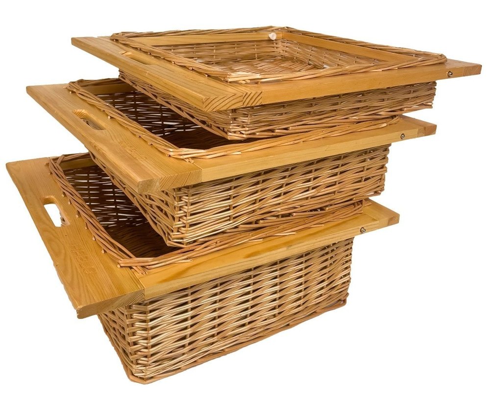 Natural Wood Brown Wicker BASKET, For Kitchen Storage Area