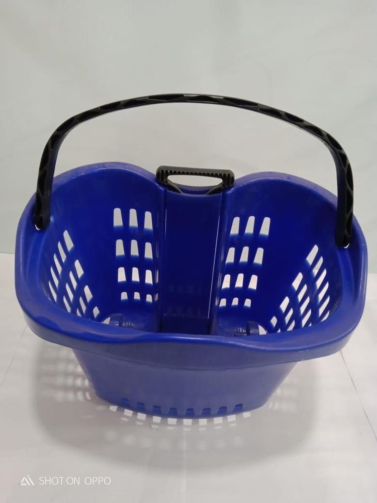 HDPE Blue + Black 40kg Plastic Apple Basket, For Shopping Mall, Size: 4x2.5 Ft