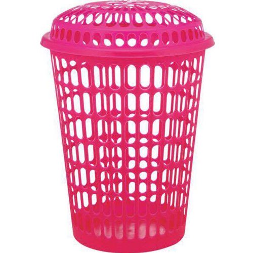 Pp Pink PLASTIC Round Laundry Basket With Lid