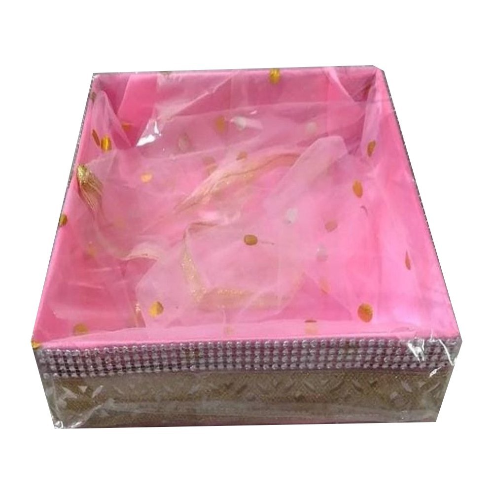 Pink and Golden MDF Net Basket, Shape: Rectangle, Size: 10x12 Inch