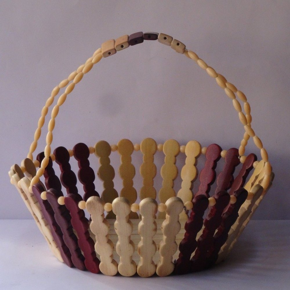 Cream and Broown Round Palm Leaf Basket, For Kitchen