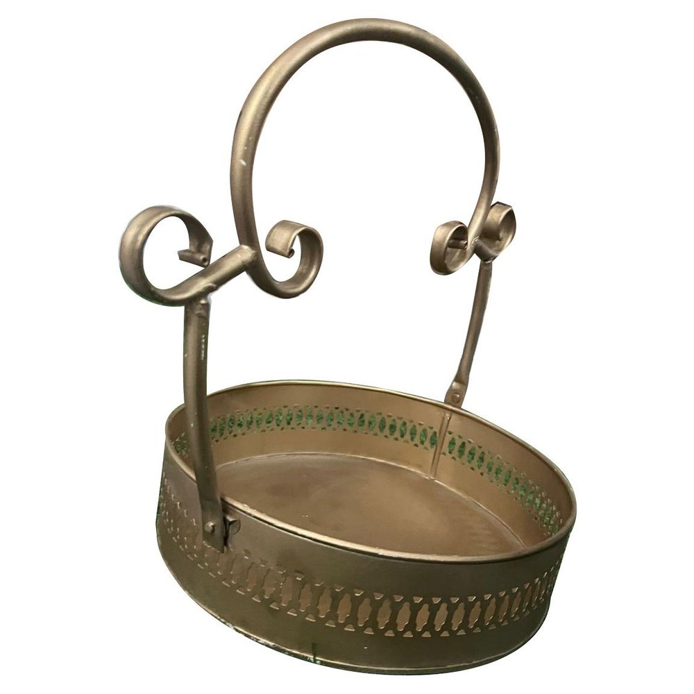 Round Golden Iron Fruit Basket, For Kitchen, Size: 10x12inch