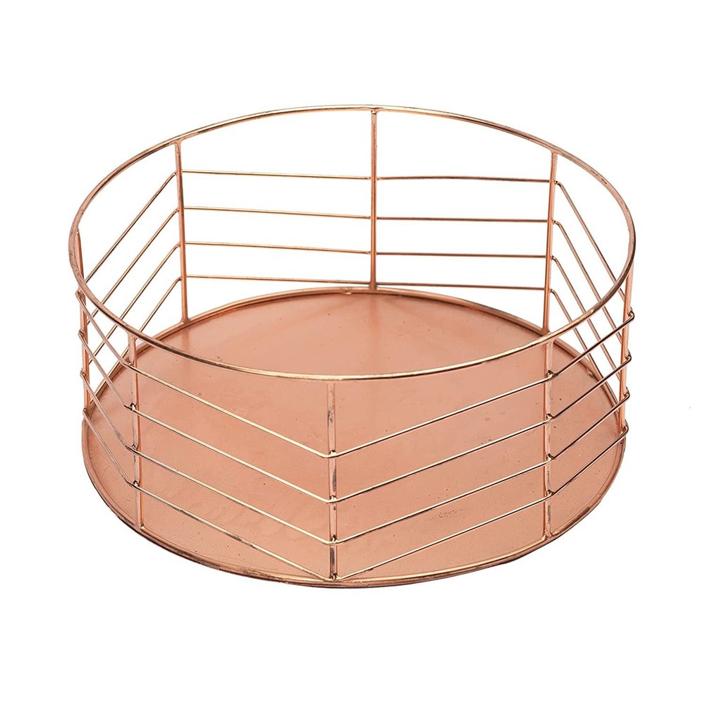 Rose Gold Aluminum Wire Fruit Basket, For Home, Size: 25x10 cm