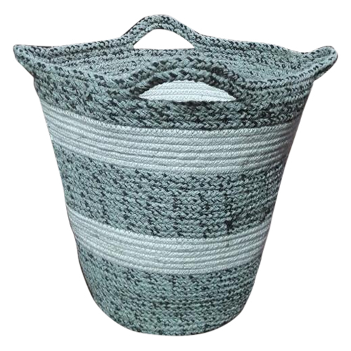 Cotton Grey Braided Woven Basket