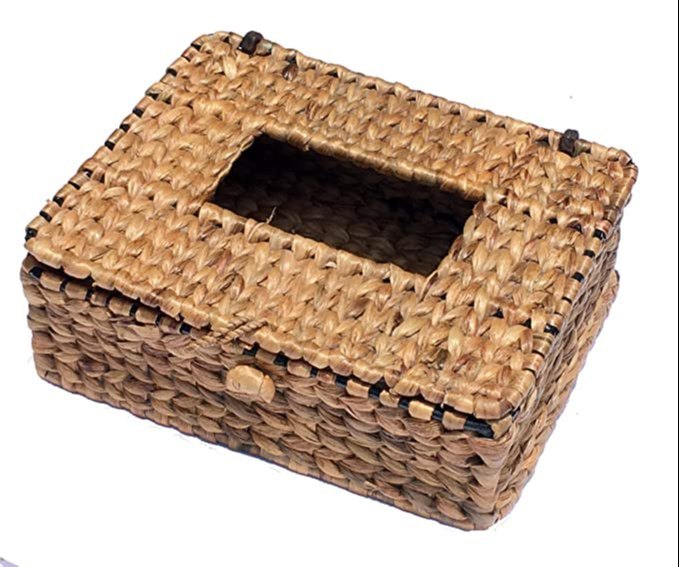 Golden Hand Woven Water Hyacinth Storage Baskets, For Household, Size: Standard