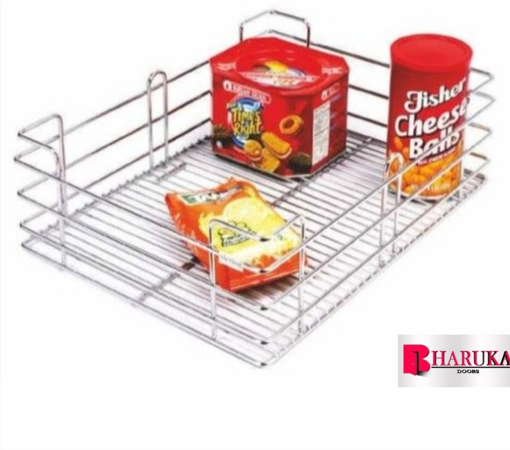 Stainless Steel Silver Kitchen Modular Baskets, For Home, Grain Trolley