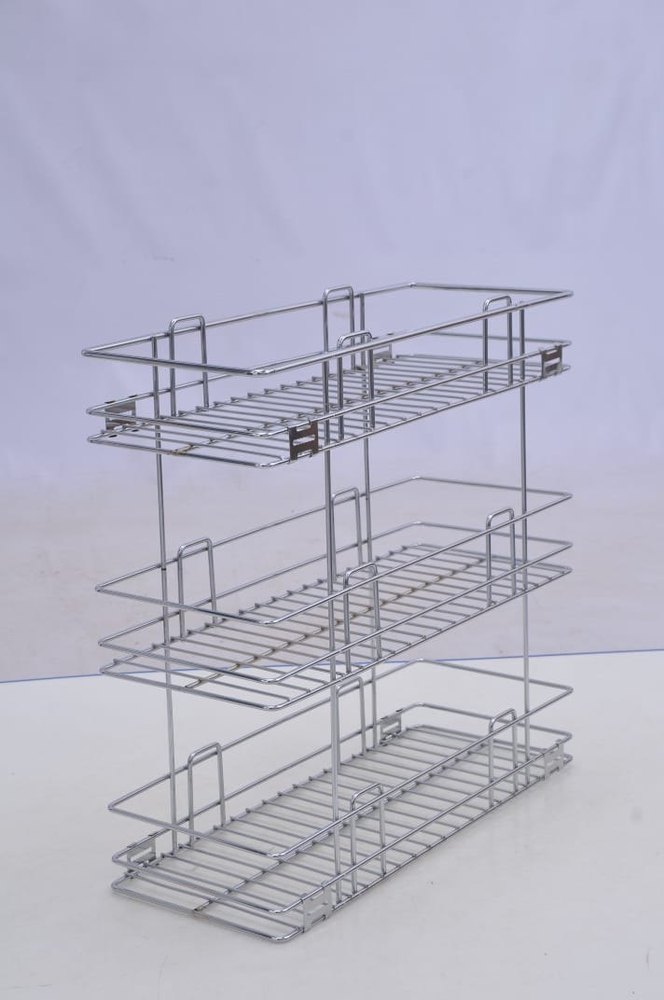 Silver Ss Triple Pull Out Basket, For Kitchen