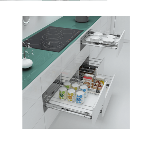 Silver Stainless Steel Drawer Basket Solid Base, For Kitchen, Size: 100MM