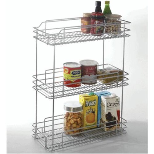 Silver SS Pull Out Kitchen Basket, 3