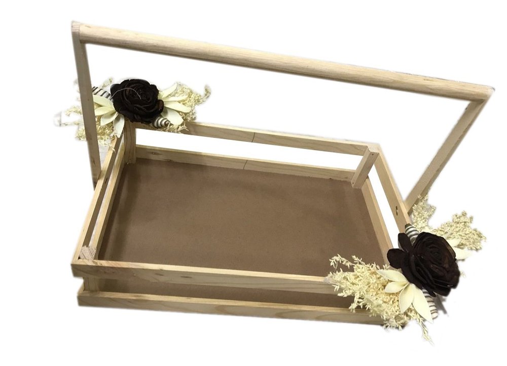 Brown Wooden Pine Wood Trays And Basket, Size/Dimension: 8x12x2 Inch