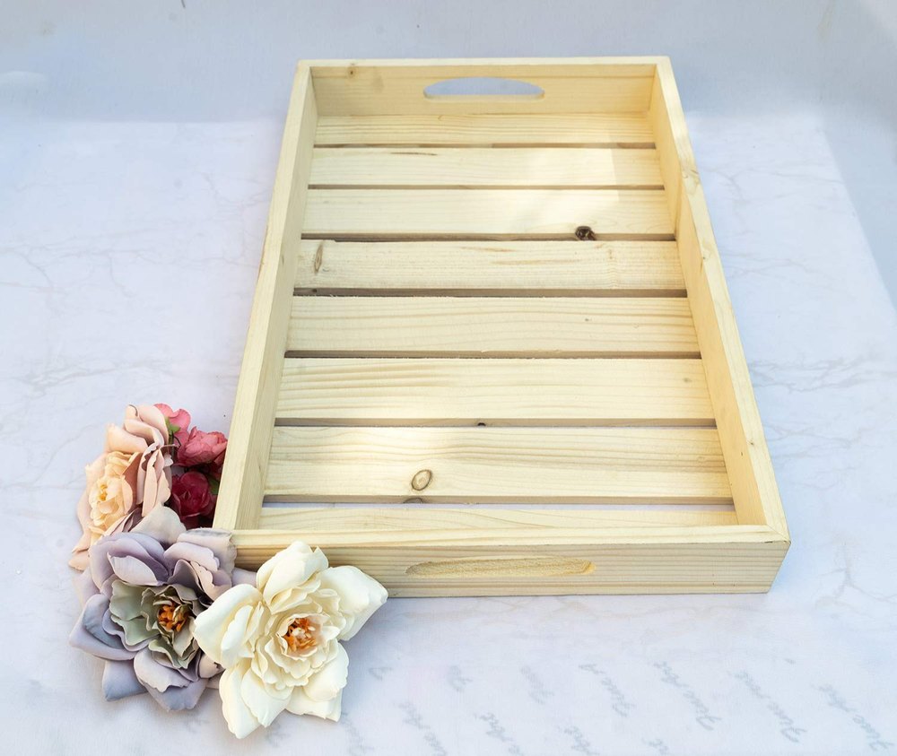 Rectangular Pine Wood Trays And Basket