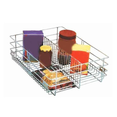 Silver Stainless Steel Partition Basket for Kitchen