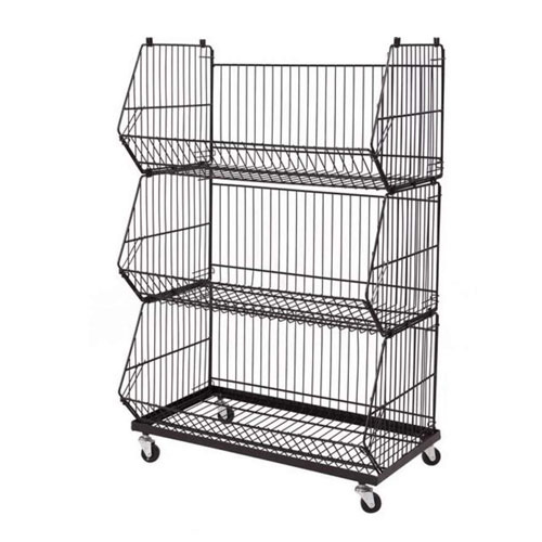 Stainless Steel Polished Stackable Wire Basket, For Commercial, Rectangular