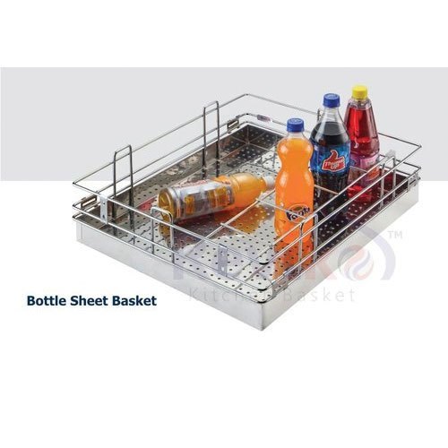 Stainless Steel Perforated Sheet Bottle Kitchen Basket, Square