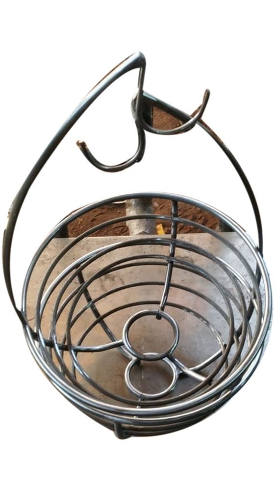 Round Silver Iron Hanging Fruit Basket, For Kitchen, Size: 10.2inch(dia)