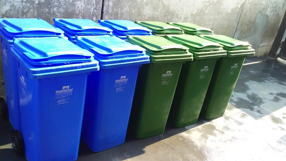 HDPE Rectangular Nilkamal 240 Litre Wheel Waste Bin, For Outdoor, Size: 1080x580x730 Mm Hxwhd