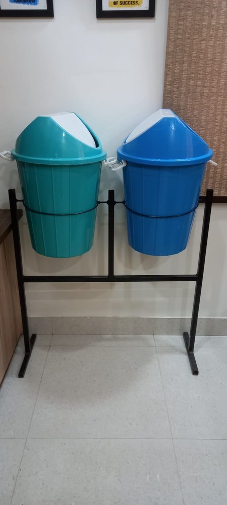 Blue/ Green Open Top 40 Ltr Dustbin with handle and without lid, For Outdoor