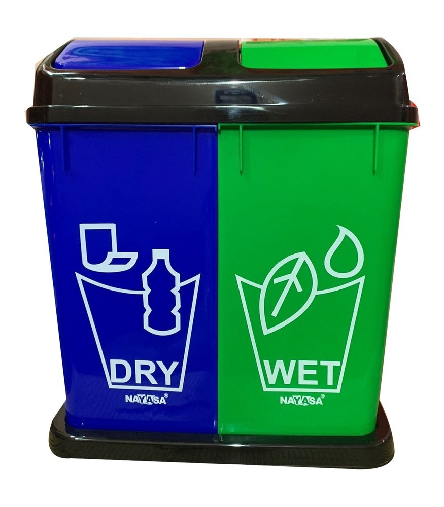 Green And Blue Open Top 40 Litre Plastic Dustbin, For Outdoor