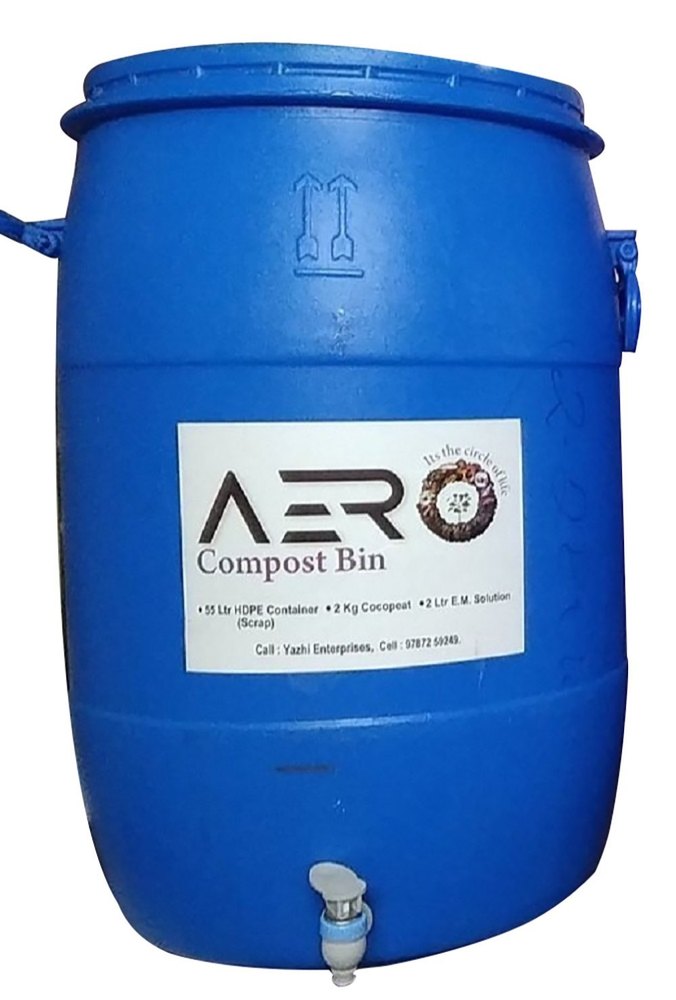 Open Top Cylindrical HDPE Compost Bin, Size: 45 X 15 Inch, Capacity: 50 L