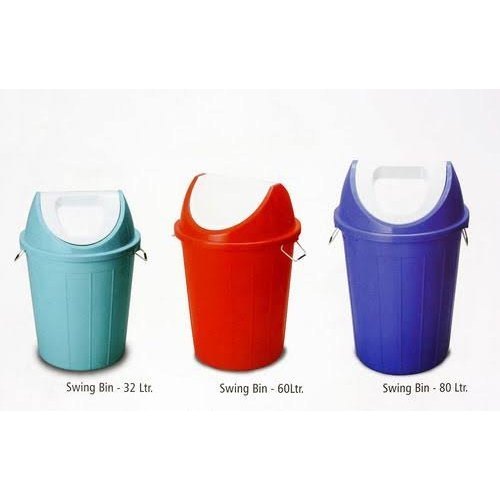 CLEAN GREEN Plastic Swing Dustbin, Shape: Round